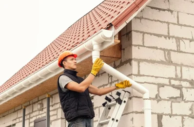 Pose et remplacement de gouttières à la Houssoye